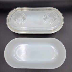 Vintage Anchor Hocking Fire King Refrigerator Dish Ware Milk Glass Fridgie